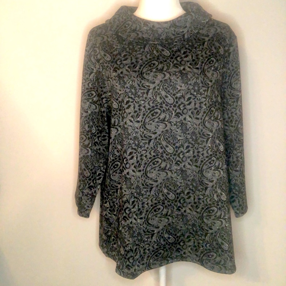 Chicos size 3 XL (16-18) Sparkle black gray and silver top